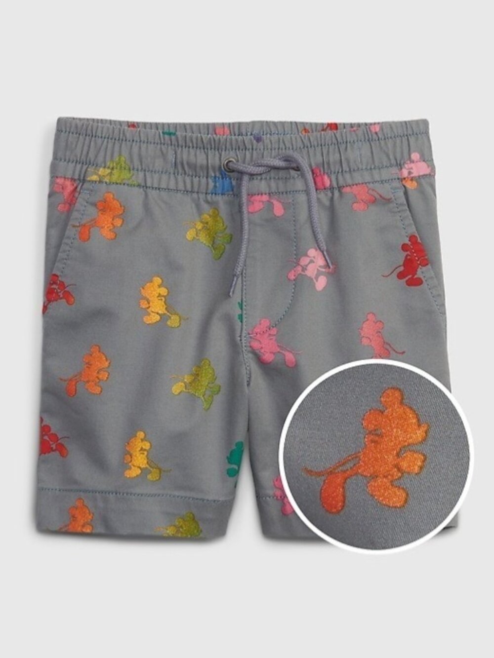 Baby GAP Disney Mickey Mouse Shorts 18-24M Gray Rainbow Print